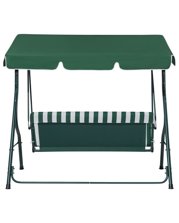 Puutarhakeinu vihreävalkoinen 174 x 147 x 118 cm polyesteri teräs 3 hengelle katos UV-kestävä