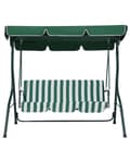 Pikkukuva 6 / 11: Puutarhakeinu vihreävalkoinen 174 x 147 x 118 cm polyesteri teräs 3 hengelle katos UV-kestävä