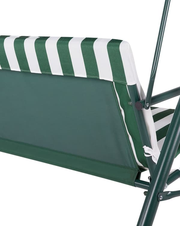 Puutarhakeinu vihreävalkoinen 174 x 147 x 118 cm polyesteri teräs 3 hengelle katos UV-kestävä