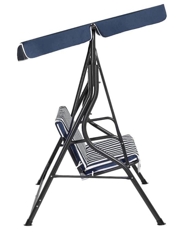Puutarhakeinu sinivalkoinen 174 x 147 x 118 cm polyesteri teräs 3 hengelle katos UV-kestävä