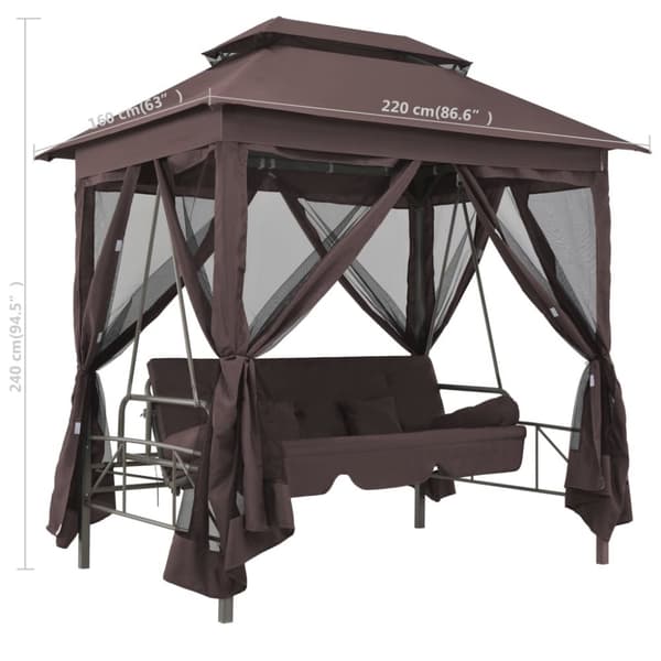 vidaXL Paviljong med hammock kaffebrun