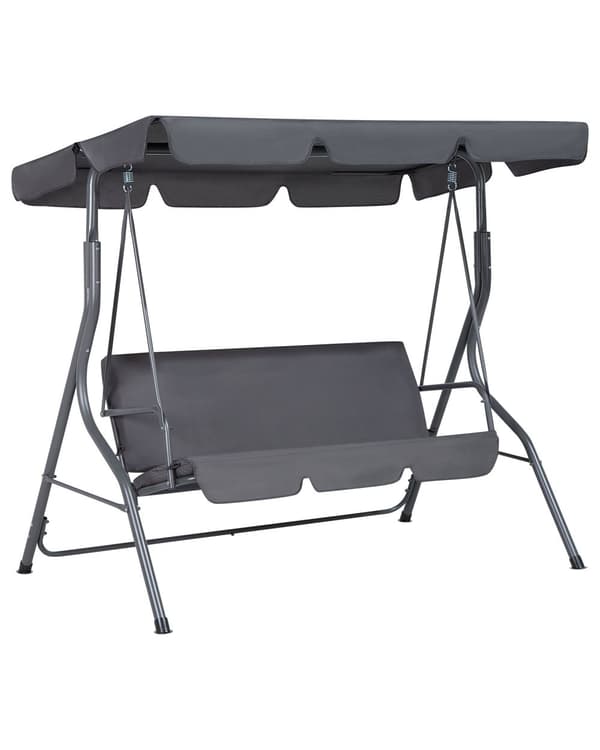 Puutarhakeinu tummanharmaa 174 x 147 x 118 cm polyesteri teräs 3 hengelle katos UV-kestävä