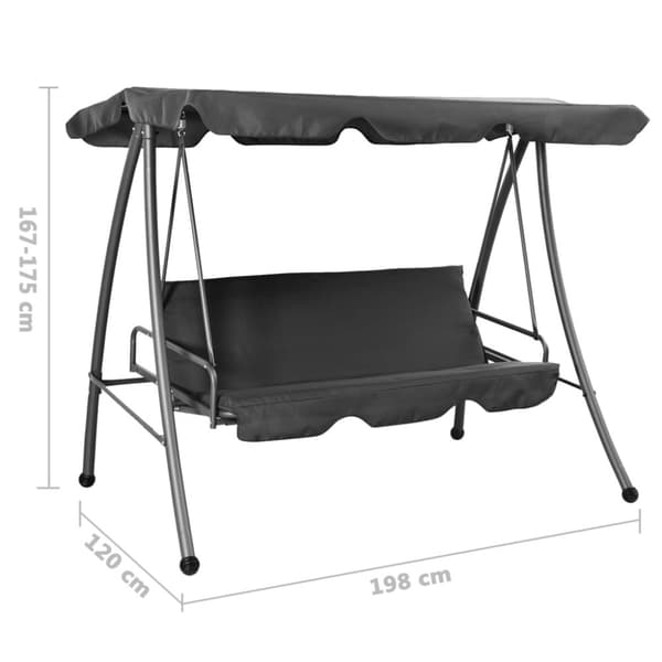 vidaXL udendørs gyngesofa med baldakin stål 192x118x175 cm antracitgrå