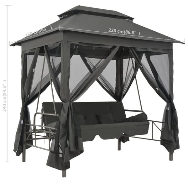 vidaXL Hammock med tak antracit 220x160x240 cm stål