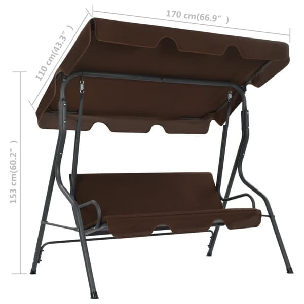 vidaXL gyngesofa til haven 170x110x153 cm kaffefarvet