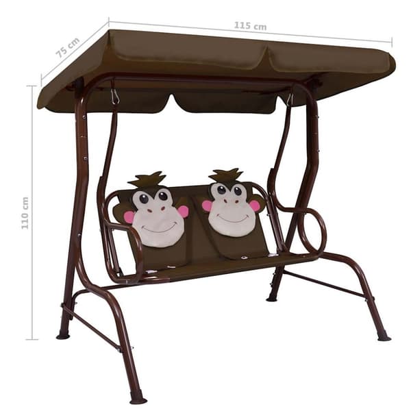 vidaXL Lasten keinupenkki ruskea 115x75x110 cm kangas