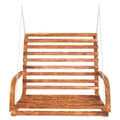 Miniatyrbilde 3 av 6: vidaXL Hengebenk buet heltre med teakfinish 126x63x92 cm