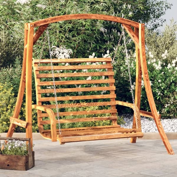 vidaXL Hengebenk buet heltre med teakfinish 126x63x92 cm