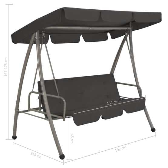 Hammock Med Tak Antracit 192X118X175 Cm Stål