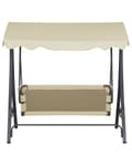 Miniatyrbilde 4 av 11: Terrasse Huske Beige Stoff Stålramme 3-seters Utendørs
