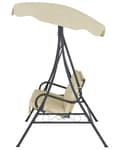 Miniatyrbilde 5 av 11: Terrasse Huske Beige Stoff Stålramme 3-seters Utendørs