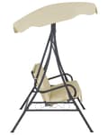 Miniatyrbilde 6 av 11: Terrasse Huske Beige Stoff Stålramme 3-seters Utendørs