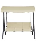 Miniatyrbilde 7 av 11: Terrasse Huske Beige Stoff Stålramme 3-seters Utendørs