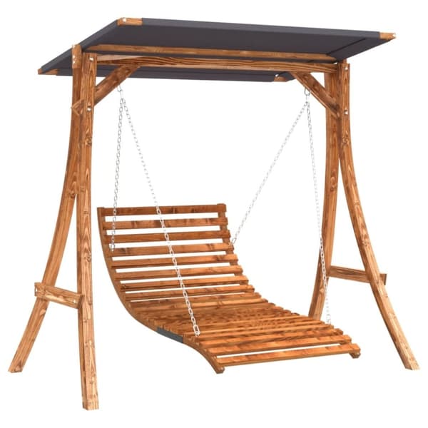 vidaXL Hengeseng med skjerm heltre gran med teakfinish
