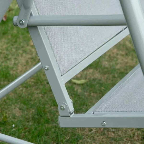 Rootz Porch Gunga - Gungstol - 3-sits Trädgårdsgungbänk - Trädgårdsgunga - Med tak - Metall - Grå/Silver - 170 x 110 x 153 cm