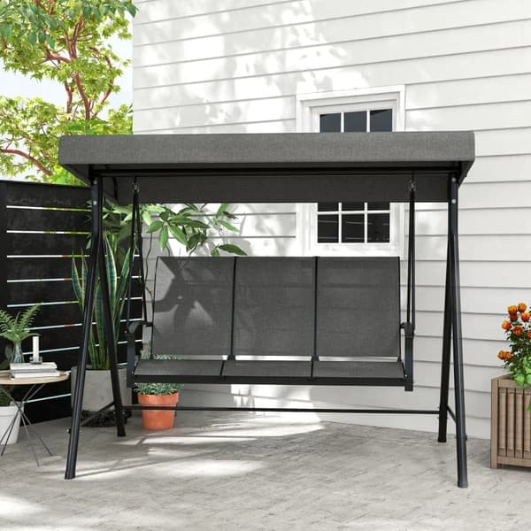 Rootz Hollywood Swing - Verandagunga för 3 personer - Justerbart solskydd - Upp till 240 kg - Mörkgrå - 195 x 118 x 170 cm