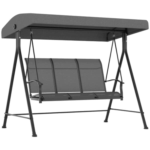 Rootz Hollywood Swing - Verandagunga för 3 personer - Justerbart solskydd - Upp till 240 kg - Mörkgrå - 195 x 118 x 170 cm