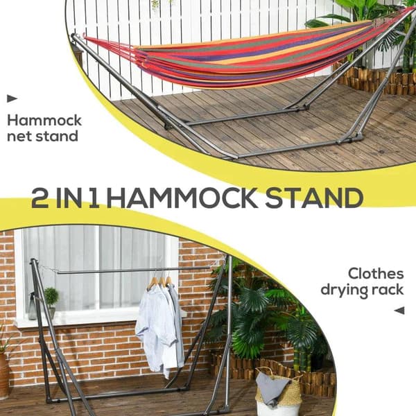 Rootz hängmatta stativ - 2-i-1 hängmatta stativ - väderbeständig - torkställning - svart - 290 cm x 92 cm x 88 cm