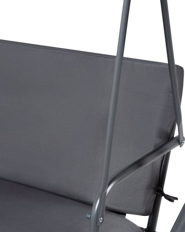 Hængesofa Mørkegrå Polyester og Stål 147x 174 x 118 cm 3 Personers Dobbelt Gyngesofa med Stativ Justerbar Baldakin Udendørs til Haven Terrasse
