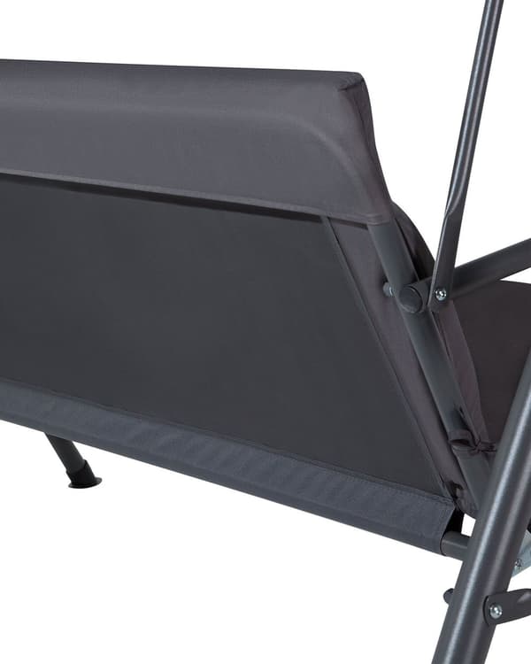Hængesofa Mørkegrå Polyester og Stål 147x 174 x 118 cm 3 Personers Dobbelt Gyngesofa med Stativ Justerbar Baldakin Udendørs til Haven Terrasse