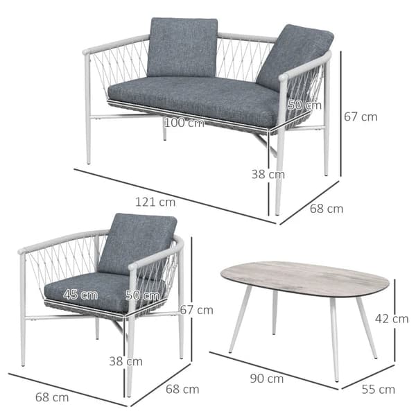 Rootz Garden Set - 4 delar - Gungfunktion - Sittdynor - Polyrattan - Metallram - Grå - 68W x 68D x 67H cm