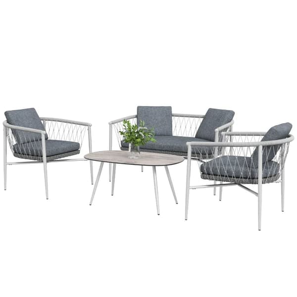 Rootz Garden Set - 4 delar - Gungfunktion - Sittdynor - Polyrattan - Metallram - Grå - 68W x 68D x 67H cm
