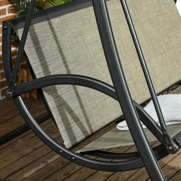 Rootz 3 Persons gungbänk - Hollywood Swing - Svängbänk - Tilttak - Väderbeständig - Stålstomme - Svart + Brun - 190L x 133W x 177H cm