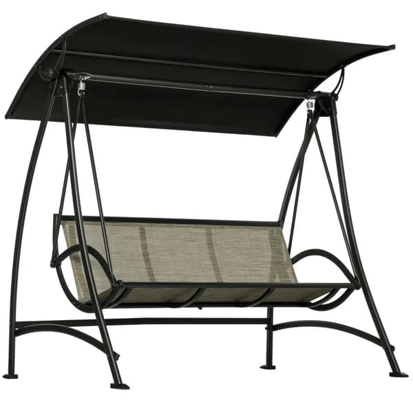 Rootz 3 Persons gungbänk - Hollywood Swing - Svängbänk - Tilttak - Väderbeständig - Stålstomme - Svart + Brun - 190L x 133W x 177H cm