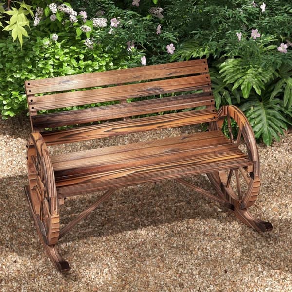 Rootz havegyngebænk - 2 personers gynge - hjularmlæn - altanhavegårdhave - karboniseret - grantræ - forkullet - 105L x 88W x 74H cm
