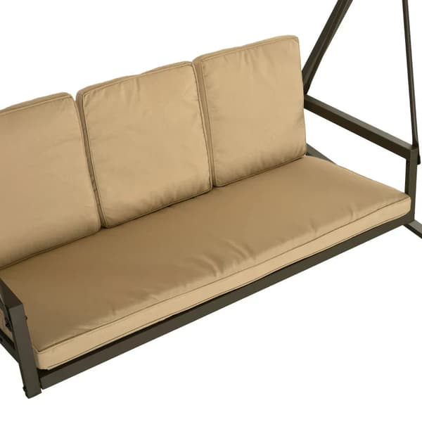 Rootz Garden Swing tuoli - Hollywood Swing - Penkki Säädettävä - Selkätyynyt - Aurinkokatos - Istuintyyny - Teräs - Tekstiili - Beige - Ruskea - 200cm