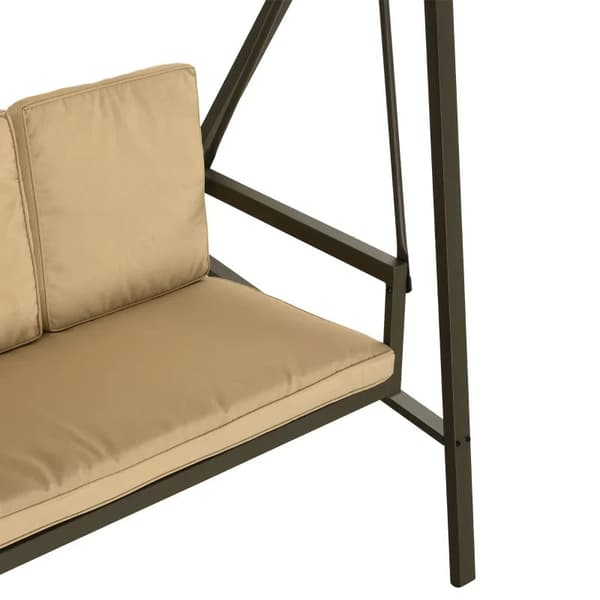 Rootz Garden Swing tuoli - Hollywood Swing - Penkki Säädettävä - Selkätyynyt - Aurinkokatos - Istuintyyny - Teräs - Tekstiili - Beige - Ruskea - 200cm