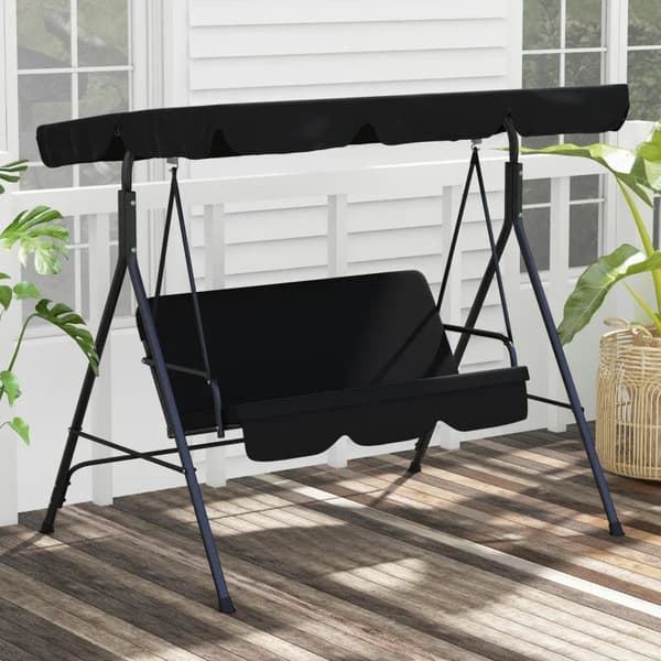Rootz Hollywood Swing - Havesenge - Gyngebænk - 3 personers - Vejrbestandig - Stål-polyester - Sort - 172cm X 110cm X 153cm