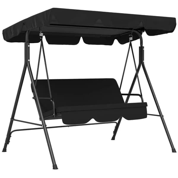 Rootz Hollywood Swing - Havesenge - Gyngebænk - 3 personers - Vejrbestandig - Stål-polyester - Sort - 172cm X 110cm X 153cm