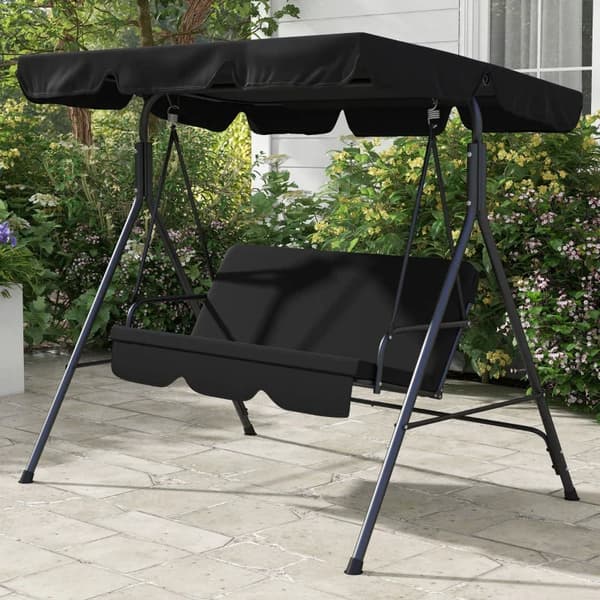 Rootz Hollywood Swing - Havesenge - Gyngebænk - 3 personers - Vejrbestandig - Stål-polyester - Sort - 172cm X 110cm X 153cm