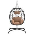 Miniatyrbillede 4 af 9: vidaXL hængestol med hynde polyrattan og stål gråbrun -  Gyngesofaer