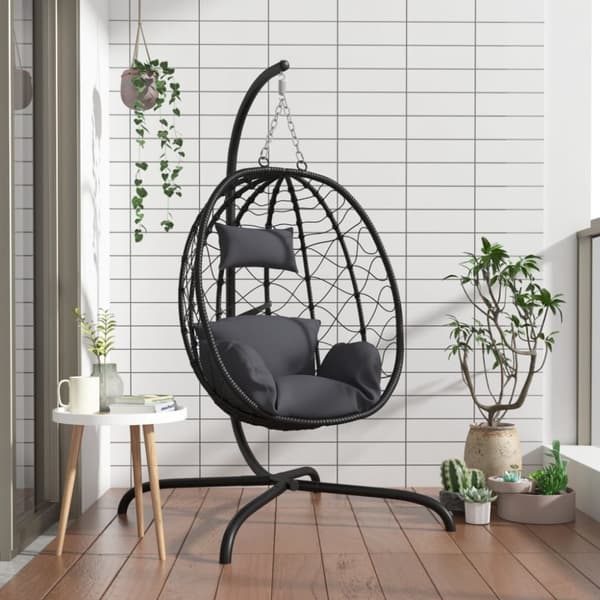 vidaXL Hängstol med dyna antrait konstrotting & stål -  Hammockar