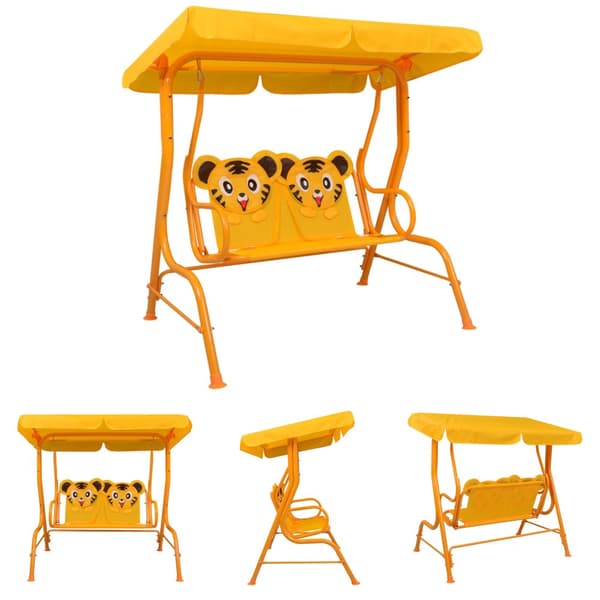 The Living Store gyngebænk til børn 115x75x110 cm stof gul -  Gyngesofaer