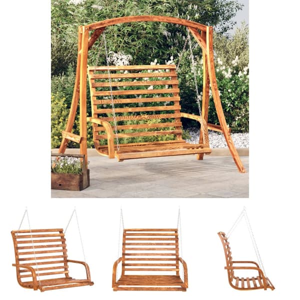 The Living Store Gungbänk med massivt böjträ med teakyta 126x63x92 cm -  Hammockar