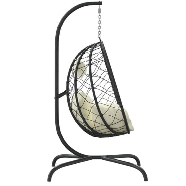 The Living Store Hängande stol med dyna gräddvit konstrotting & stål -  Hammockar