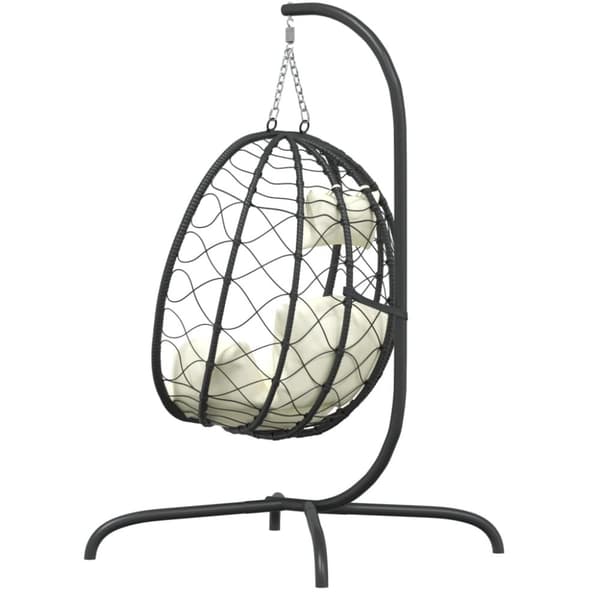 The Living Store Hängande stol med dyna gräddvit konstrotting & stål -  Hammockar