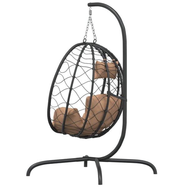 The Living Store hængestol med hynde polyrattan og stål gråbrun -  Gyngesofaer