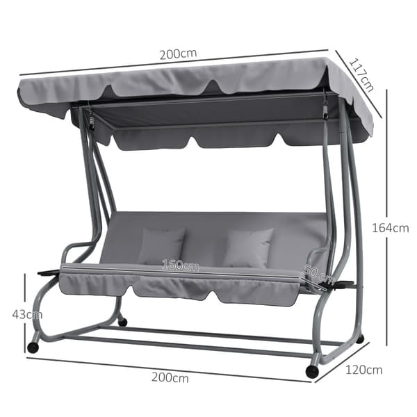Rootz Hollywood Gynge - Havegynge - Verandagynge - 3-personers gynge - Cabriolet liggestol - Justerbar baldakin - 200 cm x 120 cm x 164 cm