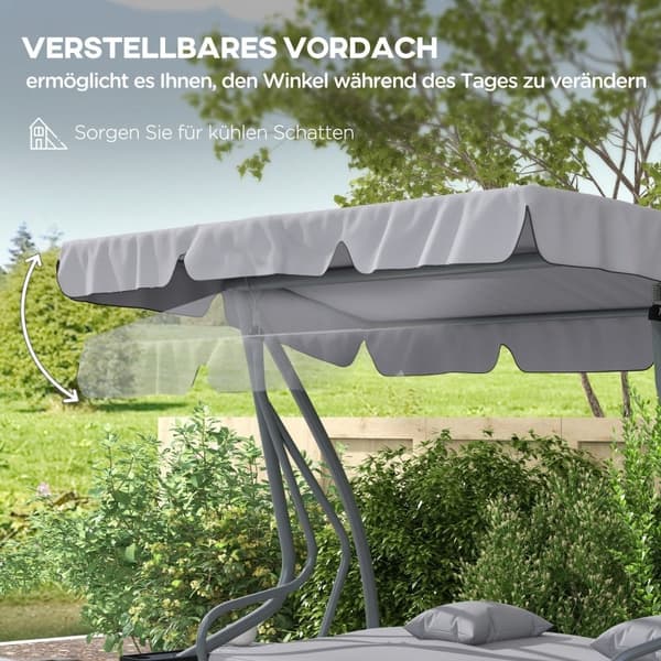 Rootz Hollywood Gynge - Havegynge - Verandagynge - 3-personers gynge - Cabriolet liggestol - Justerbar baldakin - 200 cm x 120 cm x 164 cm