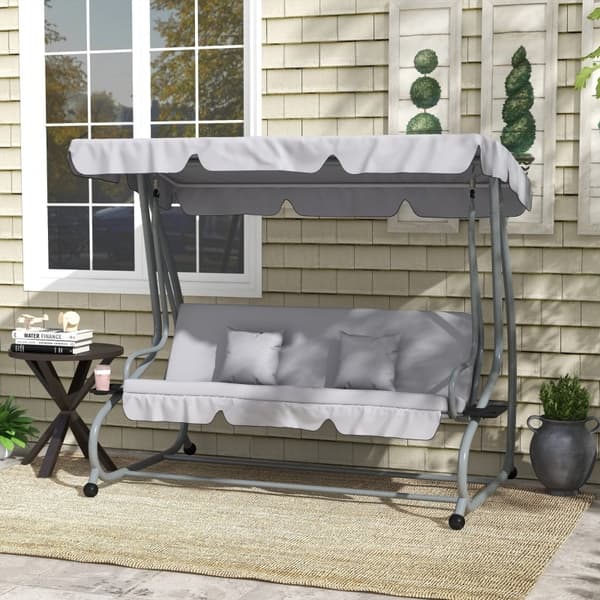 Rootz Hollywood Gynge - Havegynge - Verandagynge - 3-personers gynge - Cabriolet liggestol - Justerbar baldakin - 200 cm x 120 cm x 164 cm