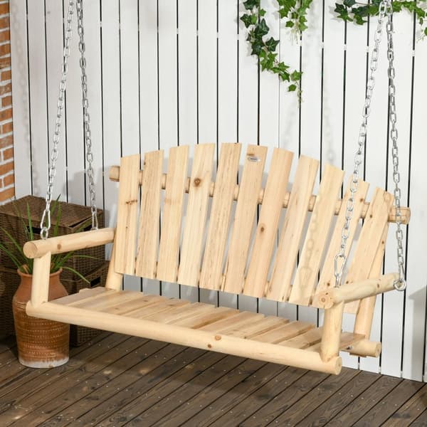 Rootz Wood Garden Hanging Swing Bench - Outdoor Swing - Patiobänk - Maximal komfort - 119 cm x 61 cm x 67 cm