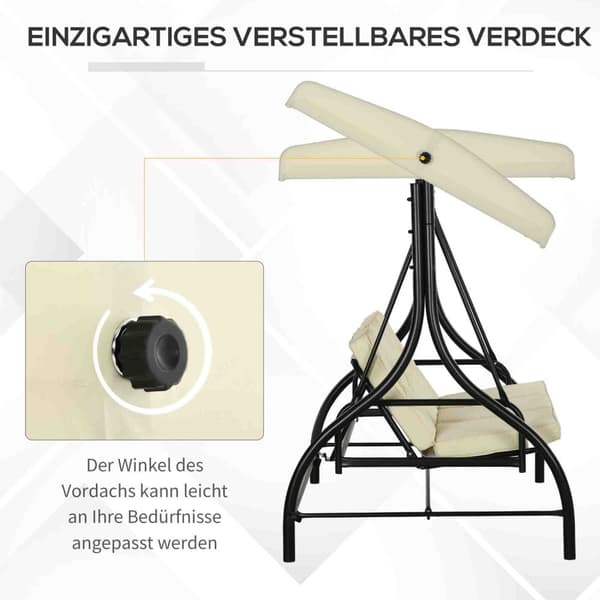 Rootz 3 -sätesvingbänk - veranda swing - Garden Swing - Solskydd - Konverterar dagssäng - 195 cm x 117 cm x 175 cm