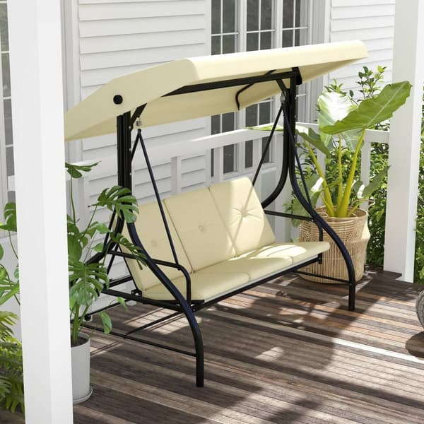 Rootz 3 -sätesvingbänk - veranda swing - Garden Swing - Solskydd - Konverterar dagssäng - 195 cm x 117 cm x 175 cm