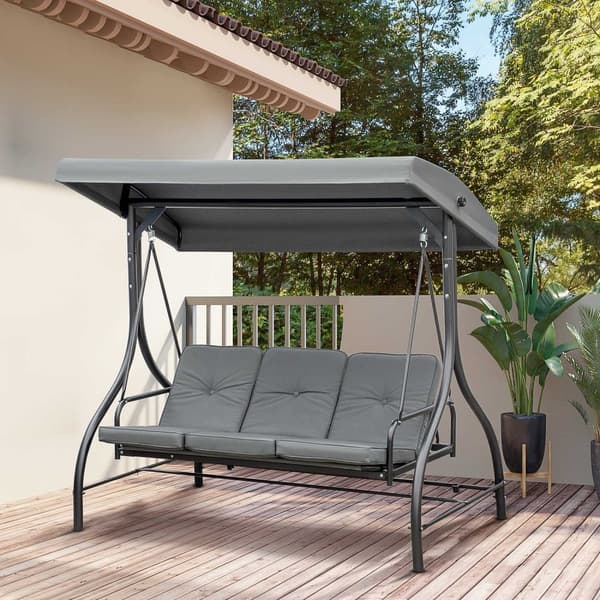 Rootz 3 Seats Swing Bench - kuistilla keinu - puutarhan keinu - auringonsuoja - vedenpitävä katos - 195 cm x 117cm x 175 cm