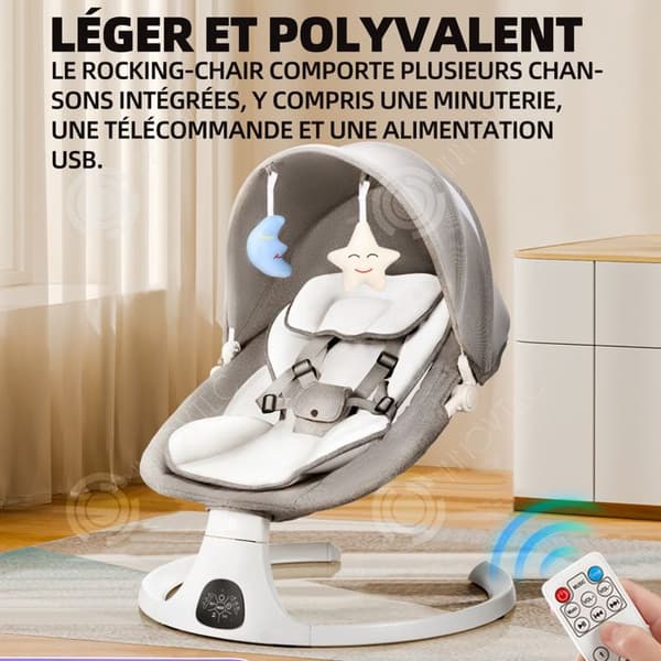 INN 3 i 1 elektrisk gunga med fjärrkontroll matbord 5 gunglägen timer bluetooth musik elektrisk solstol