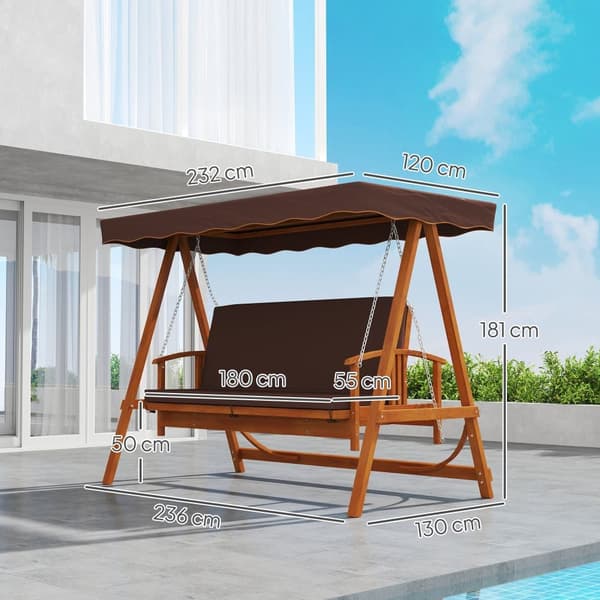 Hollywood-keinu, 2 in 1, 236x130x181 cm, Ruskea